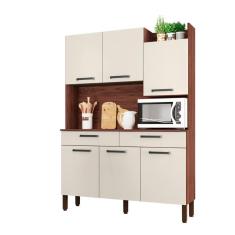 Imagem de Armário De Cozinha Kit 6 Portas Modena Kits Paraná Nogueira Off White
