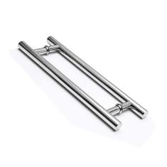 Imagem de Puxador H Tubular Inox Duplo Para Porta De Madeira Vidro Ferro MDF 30cm Cromado