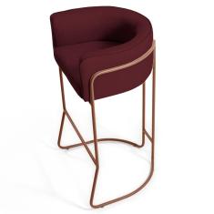 Imagem de Kit 3 Banquetas Decorativas Base Aço Cobre Betina B-278 Veludo Marsala - Domi