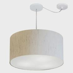 Imagem de Lustre Pendente Cilíndrico Com Desvio Md-4253 Cúpula em Tecido 55x30cm Linho Bege - Bivolt