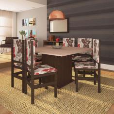 Imagem de Conjunto de Mesa com 8 Cadeiras Sirius Tabaco e Floral