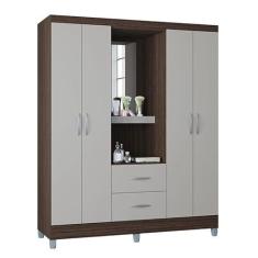 Imagem de Guarda Roupa Solteiro Cordoba 4 Portas Chocolate Off White - Poquema