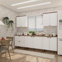 Imagem de Cozinha Completa 5 Peças 3 Balcões 2 Armários Aéreos Iluminata Genialflex Branco/ébano
