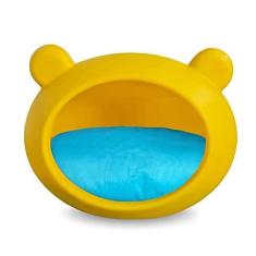Imagem de Casa Cachorro E Gato Amarelo Almofada Dupla Face Azul/Bege P