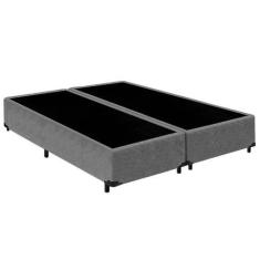 Imagem de Cama Box Casal Bipartido Suede Cinza Emth 138X188x40 - Empório Mathias