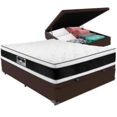 Imagem de Cama Box Baú Marrom e Colchão Black & White Air Double Face Espuma D33