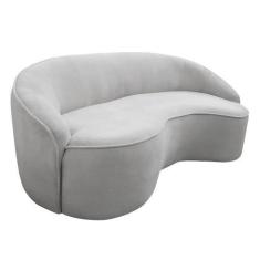 Imagem de Sofá Curvo Montserrat 210cm 03 Lugares Bouclé Cinza Claro - Nexta Casa