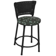 Imagem de Banqueta Baixa Preta Junco Preto com Assento Estampado Fortmix