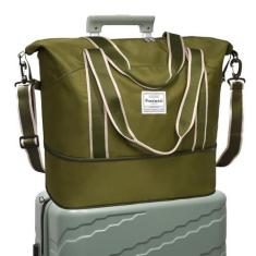 Imagem de DMLuna Bolsa esportiva de viagem, bolsa de ginástica esportiva, bolsa de ombro durante a noite para mulheres e homens, bolsa hospitalar, bolsa esportiva expansível com manga trolley/bolso molhado,