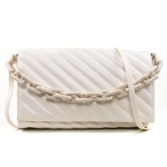 Imagem de Bolsa Feminina Transversal Maria Milão Acolchoada Corrente Off White-Feminino