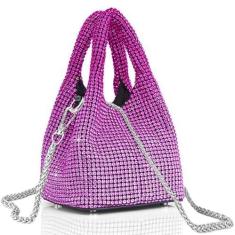 Imagem de RZTA Bolsa feminina clutch com strass brilhante triangular para festa de formatura e casamento dos anos 1920, Rosa B1