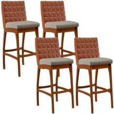 Imagem de Kit 04 Banquetas Altas Cozinha Sala De Jantar Fixa Mila B04 Sintético 