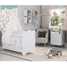 Imagem de Quarto de Bebê Completo com 1 Berço e 1 Comoda Pipoca Móveis Percasa