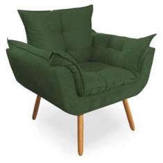 Imagem de Poltrona Decorativa Opala Pés Palito Suede Verde