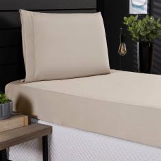 Imagem de Jogo de Cama Solteiro 600 Fios Percal 02 Peças Com Barra, Antiácaro, Anti-pilling com Toque Macio