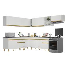Imagem de Armário de Cozinha Completa de Canto Veneza GW Multimóveis MP2068 Branca