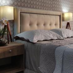 Imagem de Cabeceira Casal 140 Cama Box Diamond Veneza 05 Bege Suede Com Pés Rbl