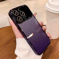 Imagem de Capa de telefone transparente galvanizada de luxo para iPhone 11 12 13 14 15 Pro Max XR XS X 7 8 Plus Capa traseira de silicone macio, roxa, para iPhone 12