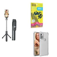 Imagem de Kit Tripé De Selfie + Capinha Motorola G30 + Película 9D - Armyshield