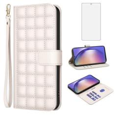 Imagem de Asuwish Capa de telefone para Samsung Galaxy A55 5G capa carteira com protetor de tela de vidro temperado alça de pulso suporte para cartão de crédito capa flip celular couro PU A 55 55A A555G