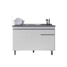 Imagem de Balcão Gabinete De Pia Sem Tampo 120cm 3 Portas Pop - Nathan Móveis Cor Branco