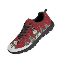 Imagem de GOSTONG Tênis feminino de corrida de estrada, respirável, de malha antiderrapante, atlético, para uso ao ar livre, casual, caminhada, 34-46, Boneco de neve de Natal, 34