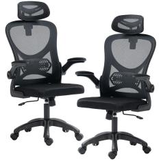 Imagem de Kit 02 Cadeiras Para Escritório Giratória Presidente Executiva Belaggio Tela Mesh R01 Preto - Lyam Decor