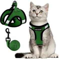 Imagem de FAYOGOO Conjunto de arnês para gatos, coleira e arnês para gatos à prova de fuga, peitoral para gatos pequenos/cães pequenos, peitoral e coleira para gatinhos grandes/filhotes, peitoral para gatos