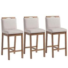 Imagem de Conjunto 3 Banquetas Madeira Maciça Dani Nogueira Tec Algodão