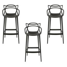 Imagem de Conjunto C/3 Banqueta Allegra Alta Master Preta Cozinha Ameri