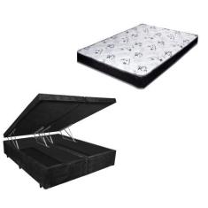 Imagem de Cama Box Baú Casal Bi-Partido Green Preto Suede + Colchão Espuma D28 1