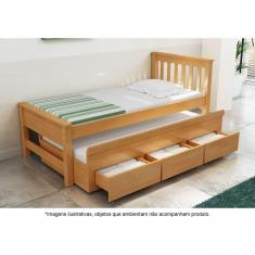 Imagem de Bicama Solteiro Com 3 Gavetas Em Madeira Maciça Esmeralda Mel