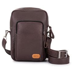Imagem de Bolsa Compacta Shoulder Bag Couro Legítimo Transversal (Marrom Escuro)