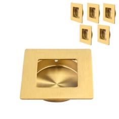 Imagem de HOMOTEK Puxadores de dedo de porta de armário deslizantes embutidos quadrados de 60 mm de diâmetro, puxadores nivelados de aço inoxidável de 60 mm para porta de bolso, puxadores de gaveta de porta de