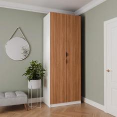 Imagem de Guarda Roupa 2 Portas com Cabideiro e 2 Gavetas Hera Cabecasa Madeiramadeira Branco Geada/louro