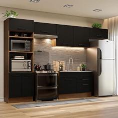 Imagem de Cozinha Completa Madesa Agata 350001 com Armário e Balcão (sem Tampo e Pia) - Rustic/preto