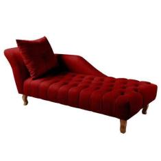 Imagem de Divã Chesterfield Anna Recamier 160cm Via Encanto Veludo Bordô Lado Es