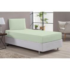 Imagem de Jogo Lençol Solteiro Com Elástico Fronha Ponto Palito Verde