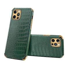 Imagem de Capa de couro com textura de crocodilo para iPhone 12 Pro Max Mini 13 11 Pro Max X XR XS Max 13 Mini Capas de couro PU de luxo Shell, verde, para iPhone XS