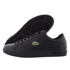 Imagem de Lacoste Tênis masculino de couro Powercourt, Preto/preto, 42