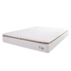 Imagem de Colchão Casal Queen Molas Ensacadas City Pillow Top 158x198x23cm Branco-bege Hellen Branco-bg