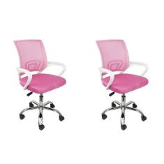 Imagem de Kit 2 Cadeiras para Escritório Diretor Tela Mesh Tok 3310 Rosa