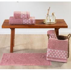 Imagem de Jogo de Banho Poá 5 peças com toalhas Algodão - Nathalia Enxovais, Ros