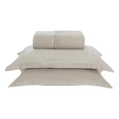 Imagem de Kit Jogo Lençol Elástico 300 Fios Solteiro Cama 2 Peças Bege