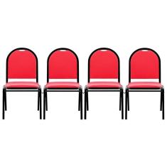 Imagem de Kit 4 Cadeiras Hoteleiras Auditório Empilhável Sintético M23 Vermelho - Mpozenato
