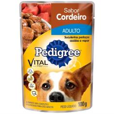 Imagem de Ração Úmida para Cachorro Pedigree Premium Adulto Sachê Cordeiro 100g Embalagem c/ 18 unidades