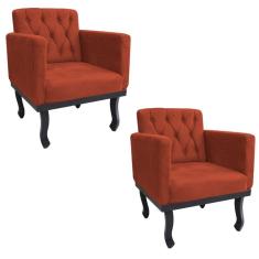 Imagem de Kit 2 Poltronas Classic Pés Luís Xv Suede Terracota