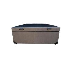 Imagem de Cama Box Baú Viúvão Blindado Linhão Bege Com 128Cm de Largura