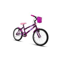 Imagem de Bicicleta Infantil Aro 20 Feminina Lilás - com Cesta Freio V-Brake e D