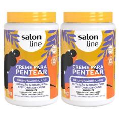 Imagem de Kit Creme Para Pentear Salon Line Brilho Umidificado 1kg - 2 Unidades